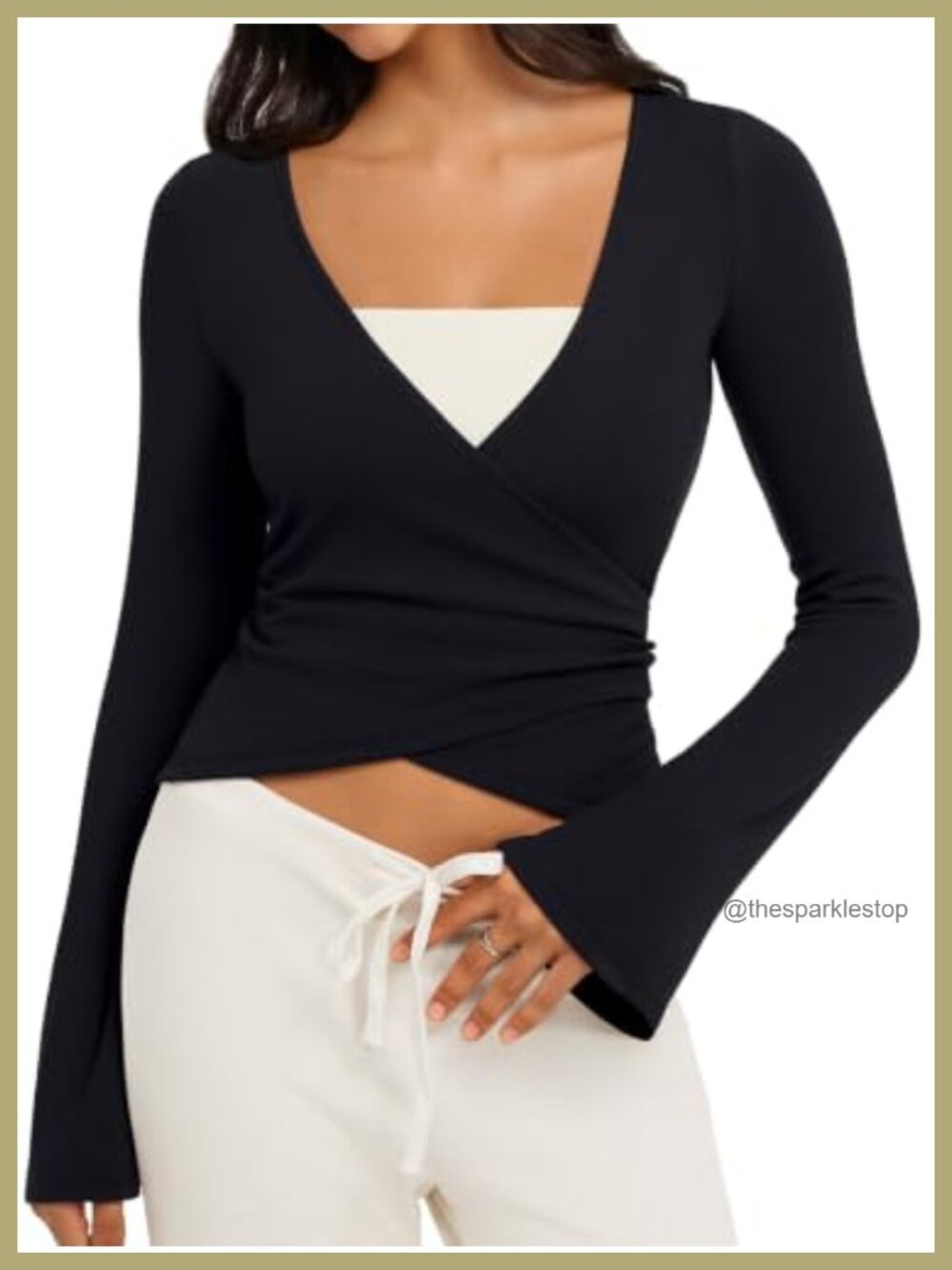 Women's Wrap Top Long Sleeve V Neck Tie Back Crop Cardigan Shrug
